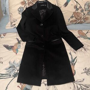 RALPH LAUREN Coat *LOOKS NEW* Below Knee SZ 6 $250 RETAIL Black - Leather Collar